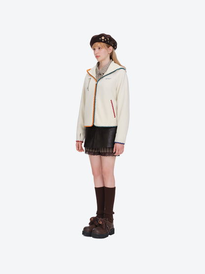13DE MARZO Marzo Valley Fleece Jacket White