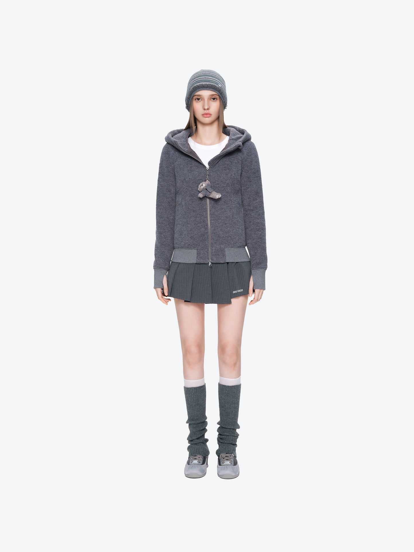 13DE MARZO Slim Fit Fleece Hoodie Dark Grey
