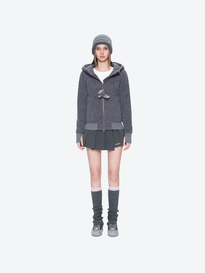 13DE MARZO Slim Fit Fleece Hoodie Dark Grey