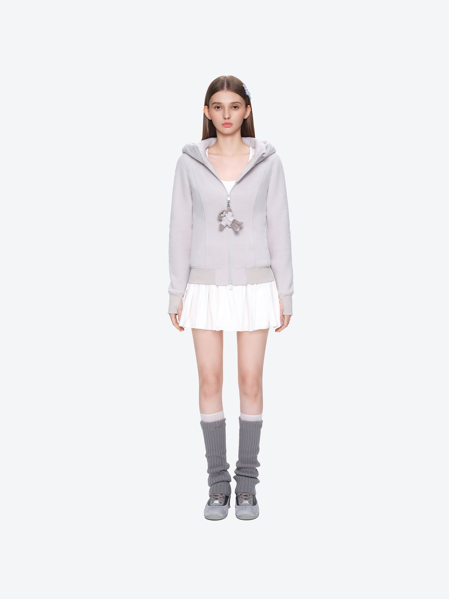 13DE MARZO Slim Fit Fleece Hoodie Grey