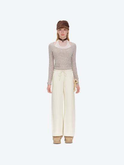 13DE MARZO Doozoo Soft Fleece Pants Beige