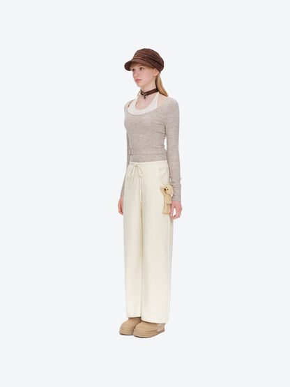 13DE MARZO Doozoo Soft Fleece Pants Beige