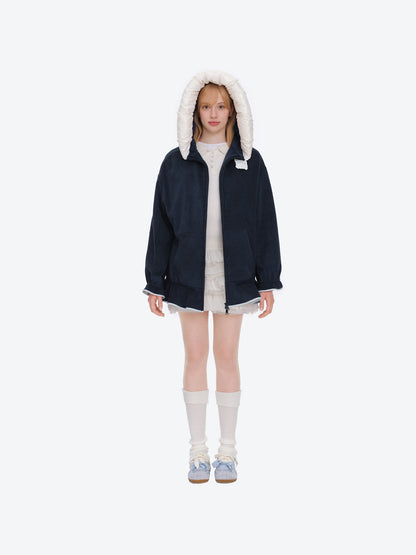 13DE MARZO Nighty Night Bear Lace Hoodie Navy Blue