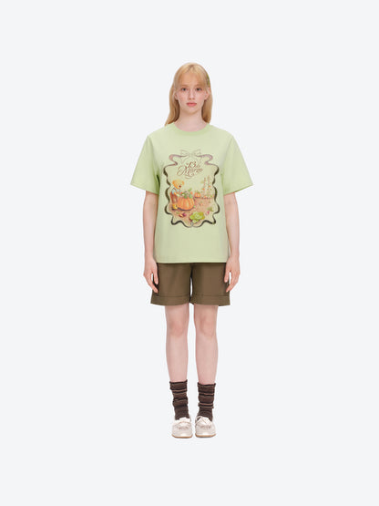 13DE MARZO Valley Pumpkin Print T-shirt Green