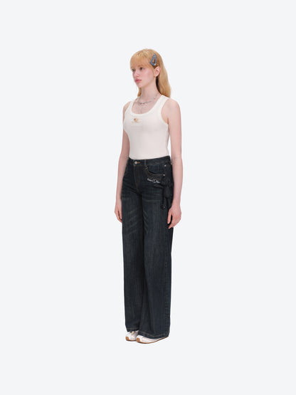 13DE MARZO Doozoo Straight-leg Jeans Navy Blue