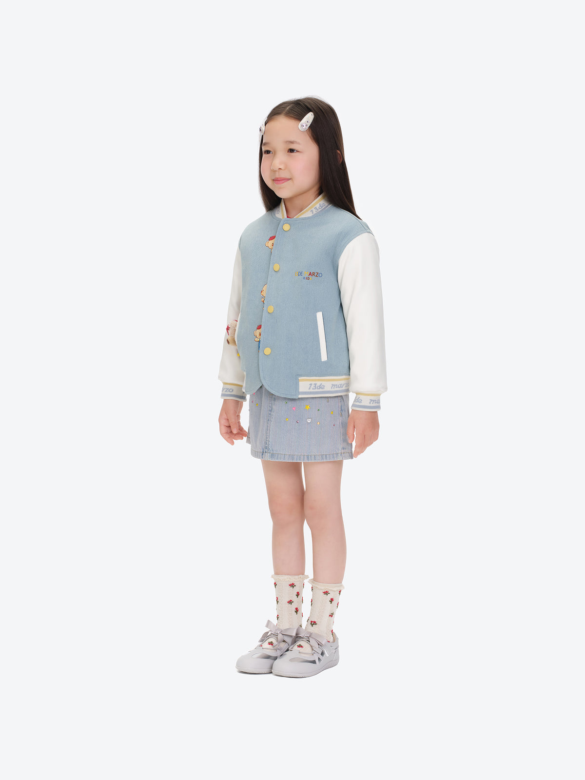 13DE MARZO BabyBear Little Painter Denim Baseball Jacket