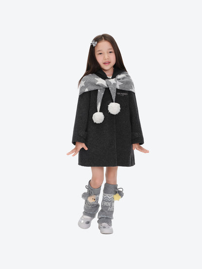13DE MARZO BabyBear Star Scarf Coat Dark Gray