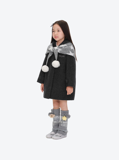 13DE MARZO BabyBear Star Scarf Coat Dark Gray