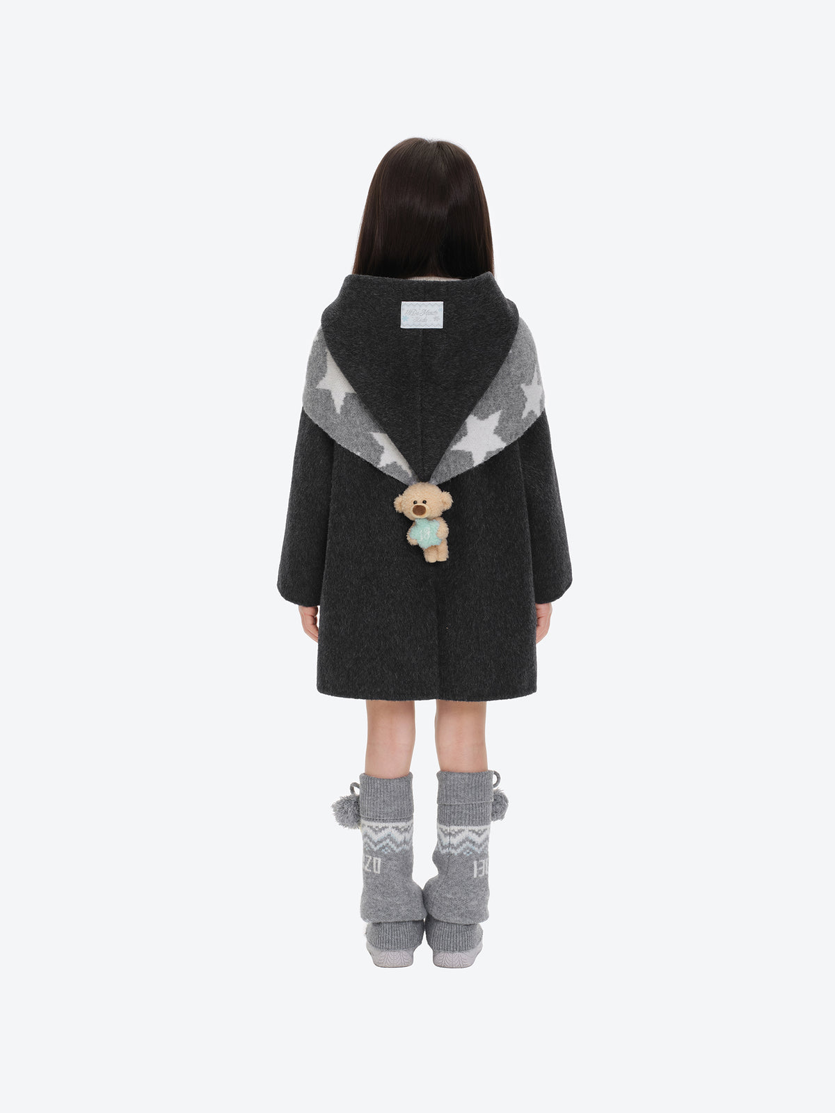 13DE MARZO BabyBear Star Scarf Coat Dark Gray