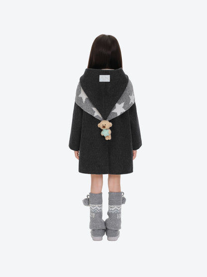 13DE MARZO BabyBear Star Scarf Coat Dark Gray