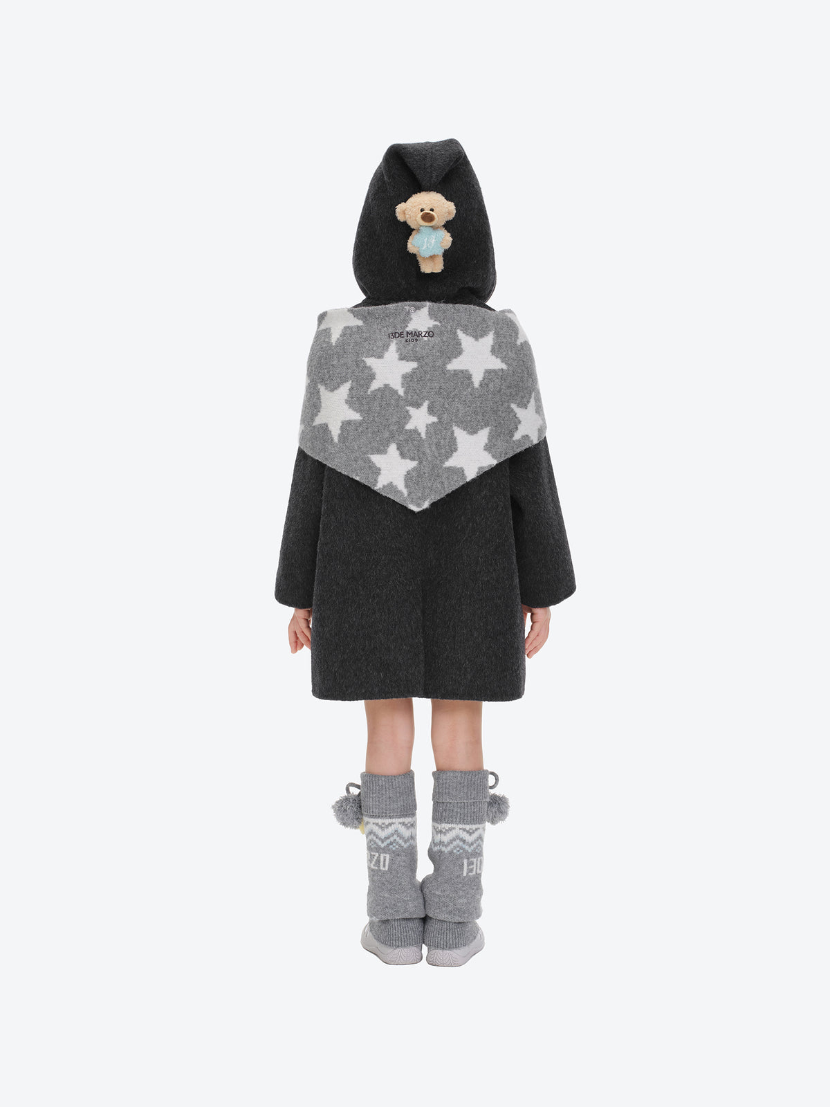 13DE MARZO BabyBear Star Scarf Coat Dark Gray