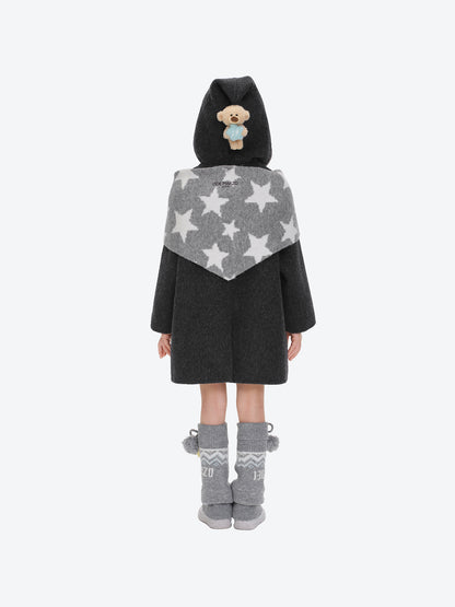 13DE MARZO BabyBear Star Scarf Coat Dark Gray