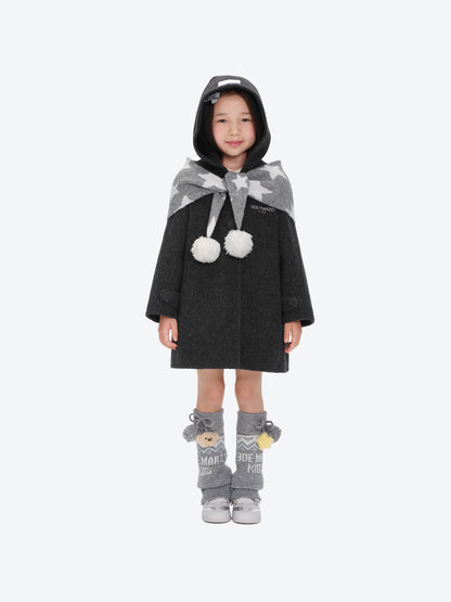 13DE MARZO BabyBear Star Scarf Coat Dark Gray