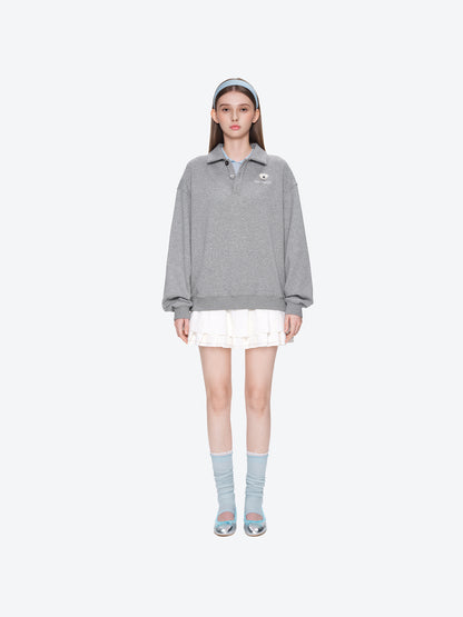 13DE MARZO Polo Long Sleeve Sweatshirt Grey
