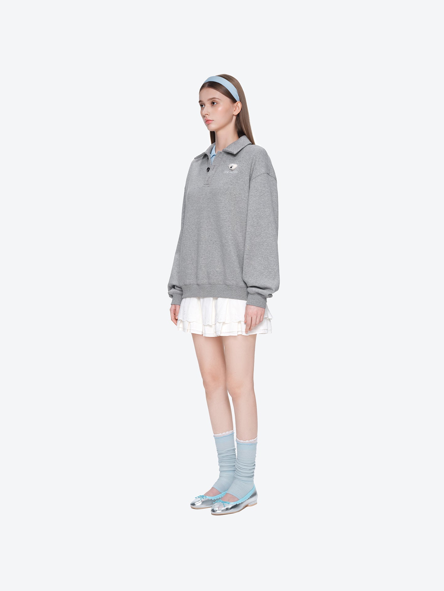 13DE MARZO Polo Long Sleeve Sweatshirt Grey