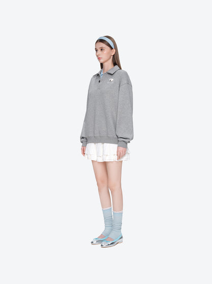 13DE MARZO Polo Long Sleeve Sweatshirt Grey