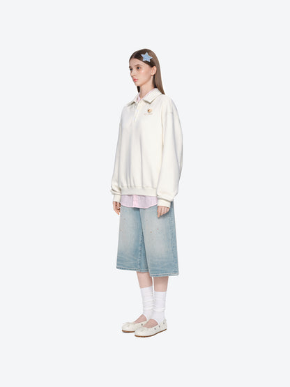 13DE MARZO Polo Long Sleeve Sweatshirt Beige