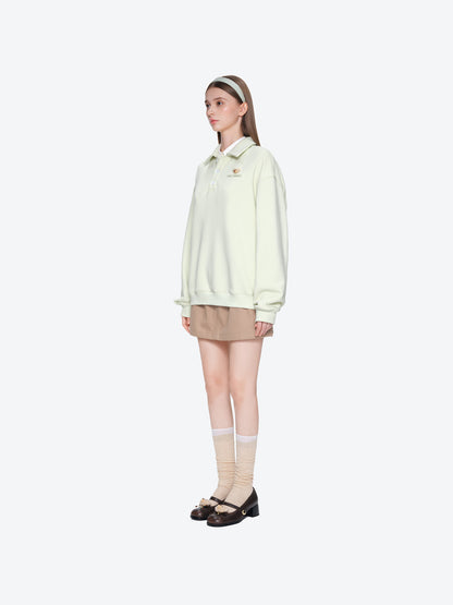13DE MARZO Polo Long Sleeve Sweatshirt Green