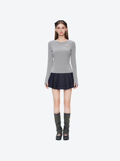 13DE MARZO Mini Bear Slim Fit Top Grey