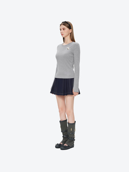 13DE MARZO Mini Bear Slim Fit Top Grey