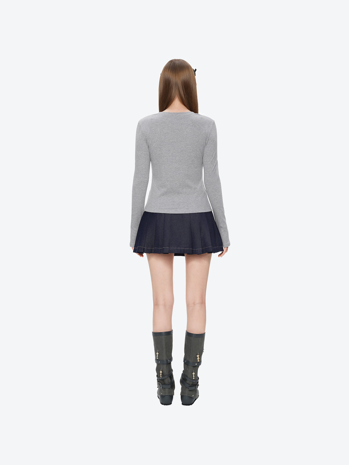 13DE MARZO Mini Bear Slim Fit Top Grey