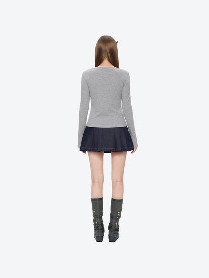 13DE MARZO Mini Bear Slim Fit Top Grey