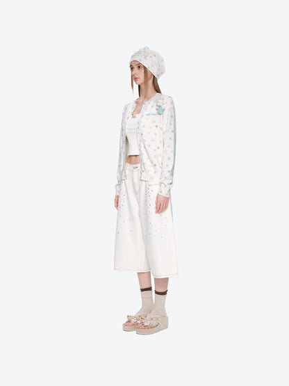 13DE MARZO All-Over Star Print Knit Beanie