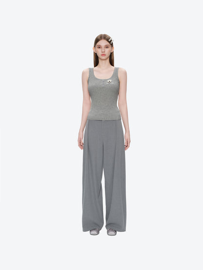13DE MARZO Henley Neck Knit Vest Grey