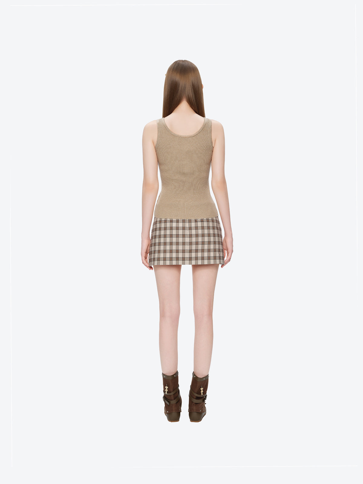 13DE MARZO Henley Neck Knit Vest Khaki