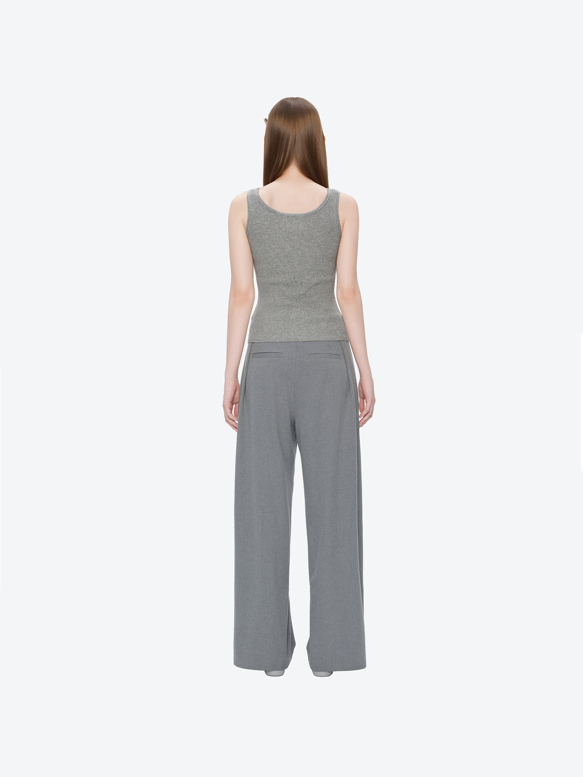 13DE MARZO Henley Neck Knit Vest Grey