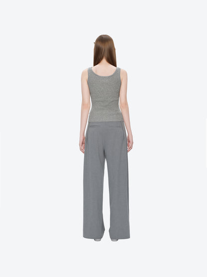 13DE MARZO Henley Neck Knit Vest Grey