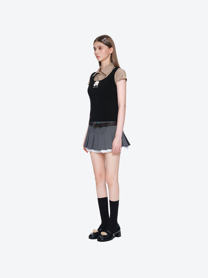 13DE MARZO Doozoo Knit Vest Black
