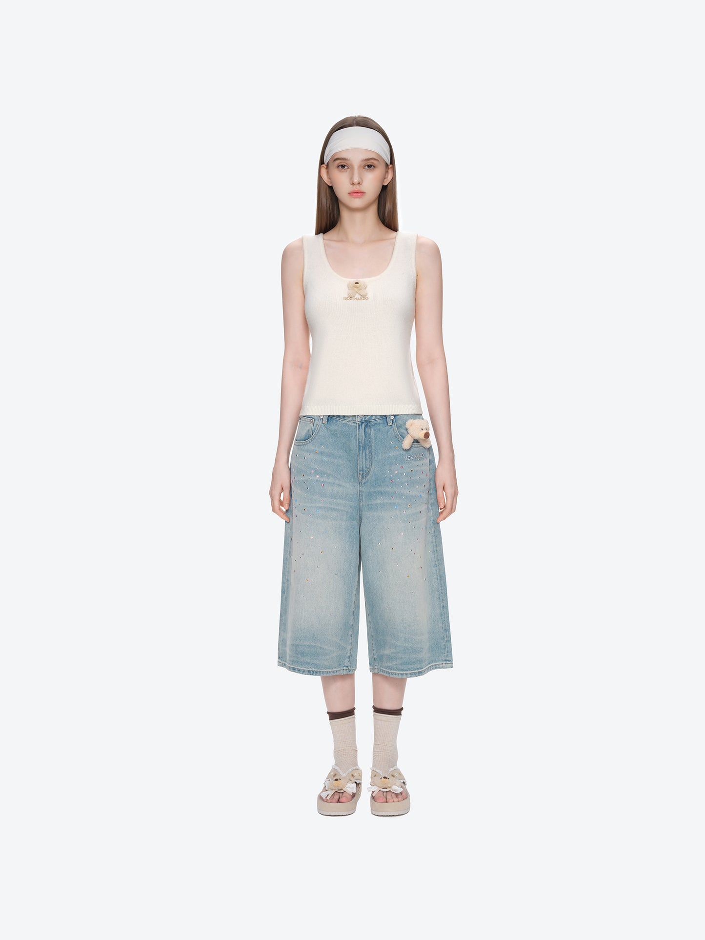 13DE MARZO Doozoo Knit Vest Beige