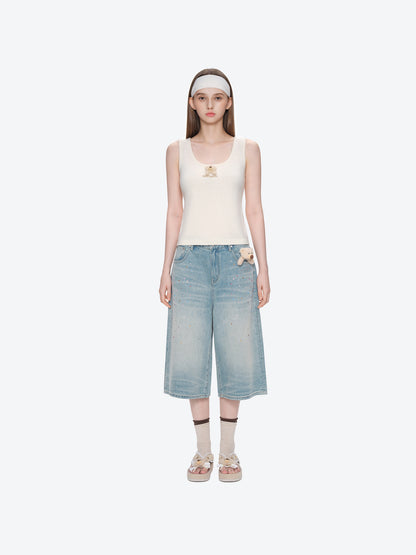 13DE MARZO Doozoo Knit Vest Beige