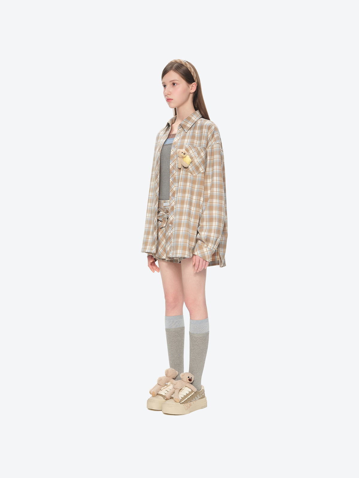 13DE MARZO Detachable Platform Canvas Slouch Boots Khaki