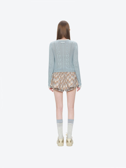 13DE MARZO Luminous Bear Layered Knit Cardigan Blue