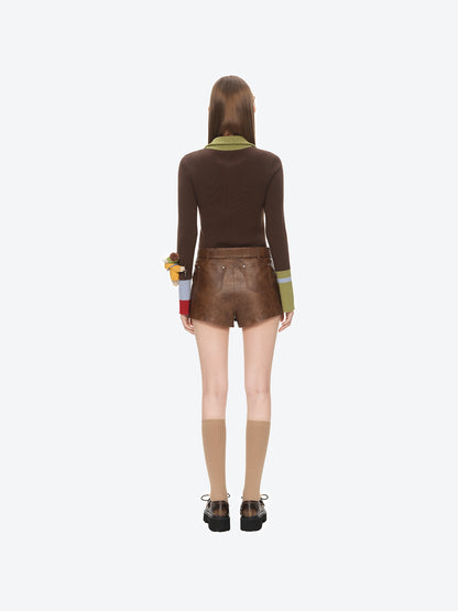 13DE MARZO Luminous Bear Skort Brown