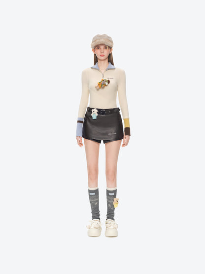 13DE MARZO Luminous Bear Skort Dark Brown