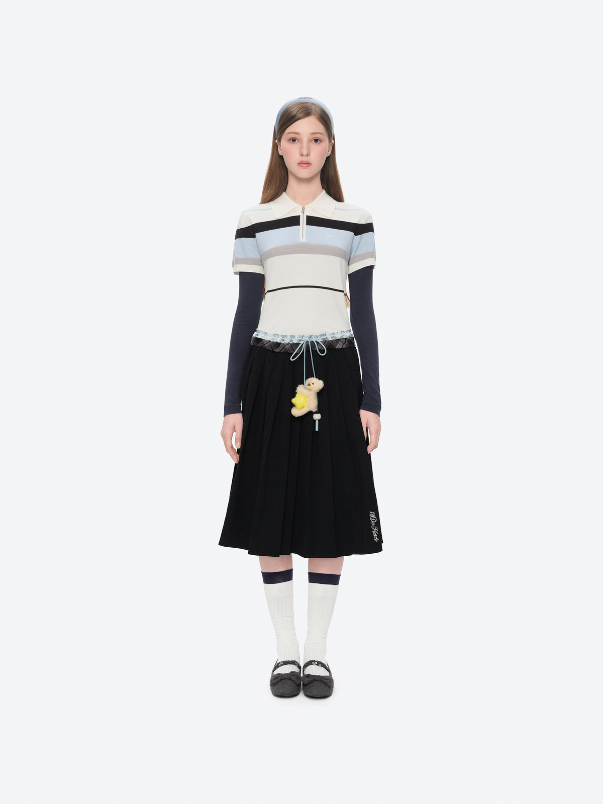 13DE MARZO Luminous Bear Double Waist Dress Dark Grey - 13DE MARZO