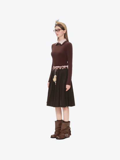 13DE MARZO Luminous Bear Double Waist Dress Brown - 13DE MARZO
