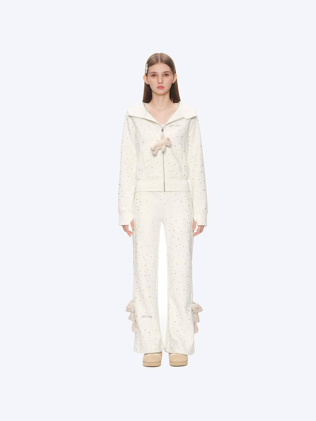 13DE MARZO Galaxy Spark Slim Fit Hoodie Beige