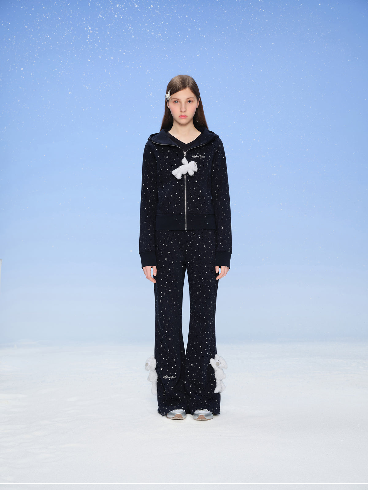 13DE MARZO Galaxy Spark Slim Fit Hoodie Navy Blue