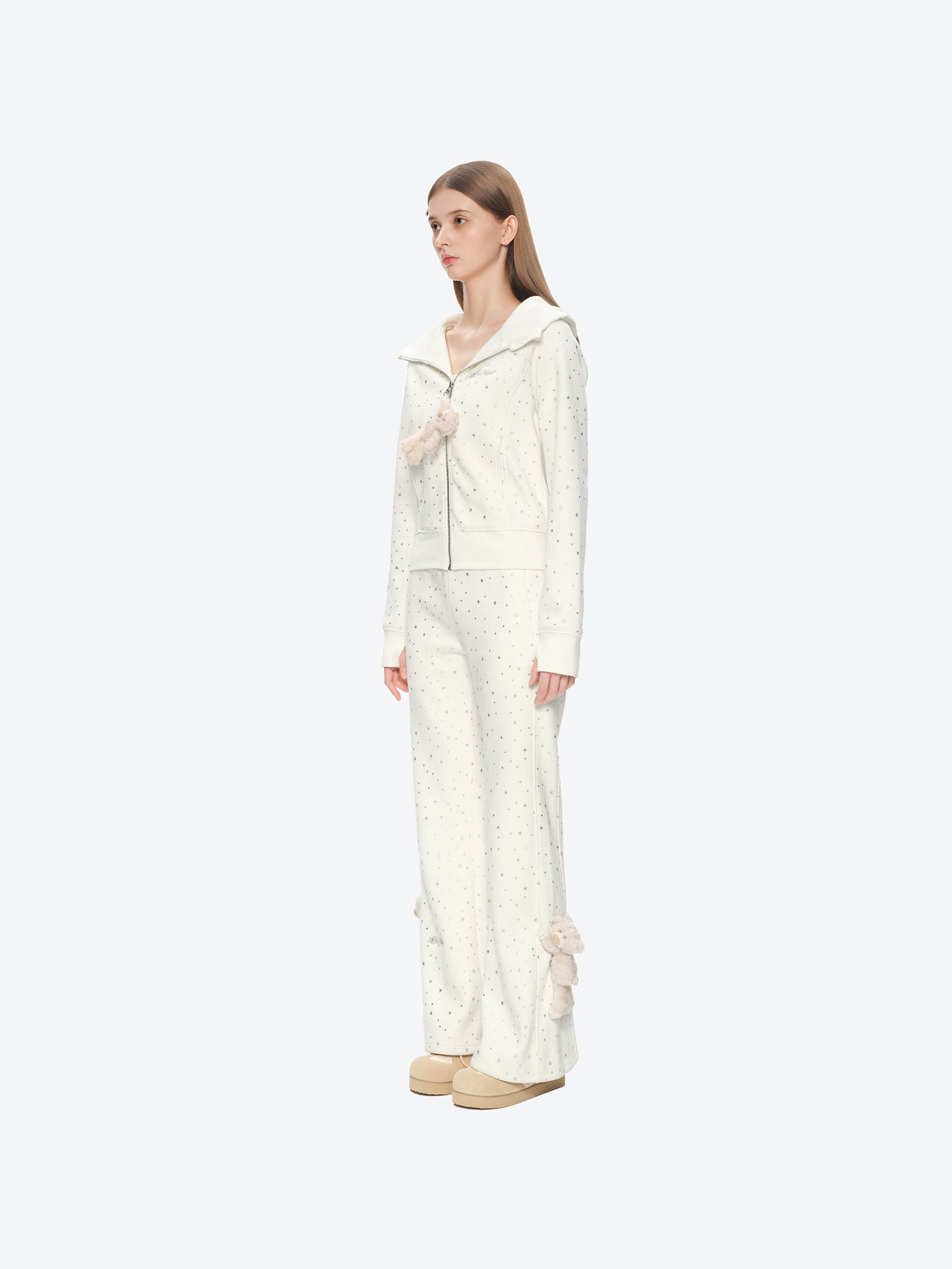 13DE MARZO Galaxy Spark Slim Fit Hoodie Beige