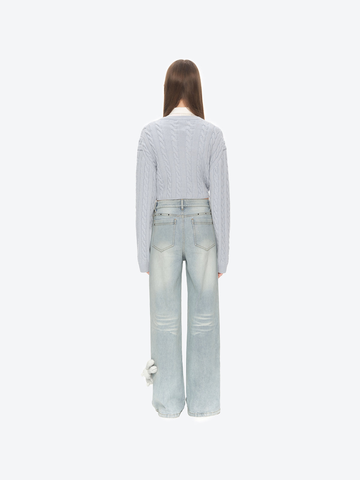 13DE MARZO Luminous Bear Straight Leg Jeans Blue