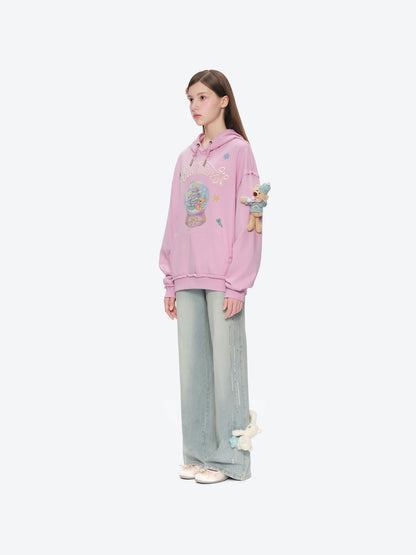 13DE MARZO Crystal Ball Print Hoodie Pink