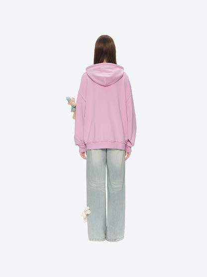 13DE MARZO Crystal Ball Print Hoodie Pink