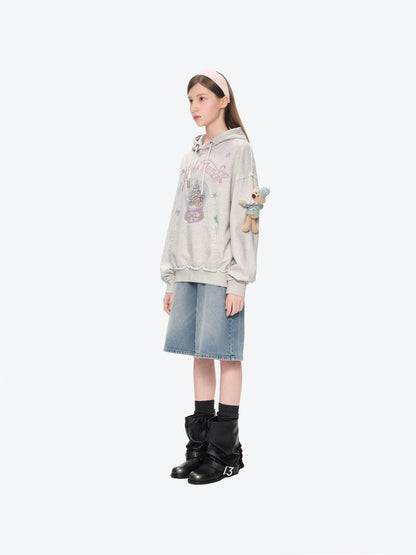 13DE MARZO Crystal Ball Print Hoodie Grey