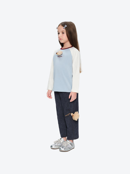 13DE MARZO Babybear Raglan Long Sleeve Top Blue