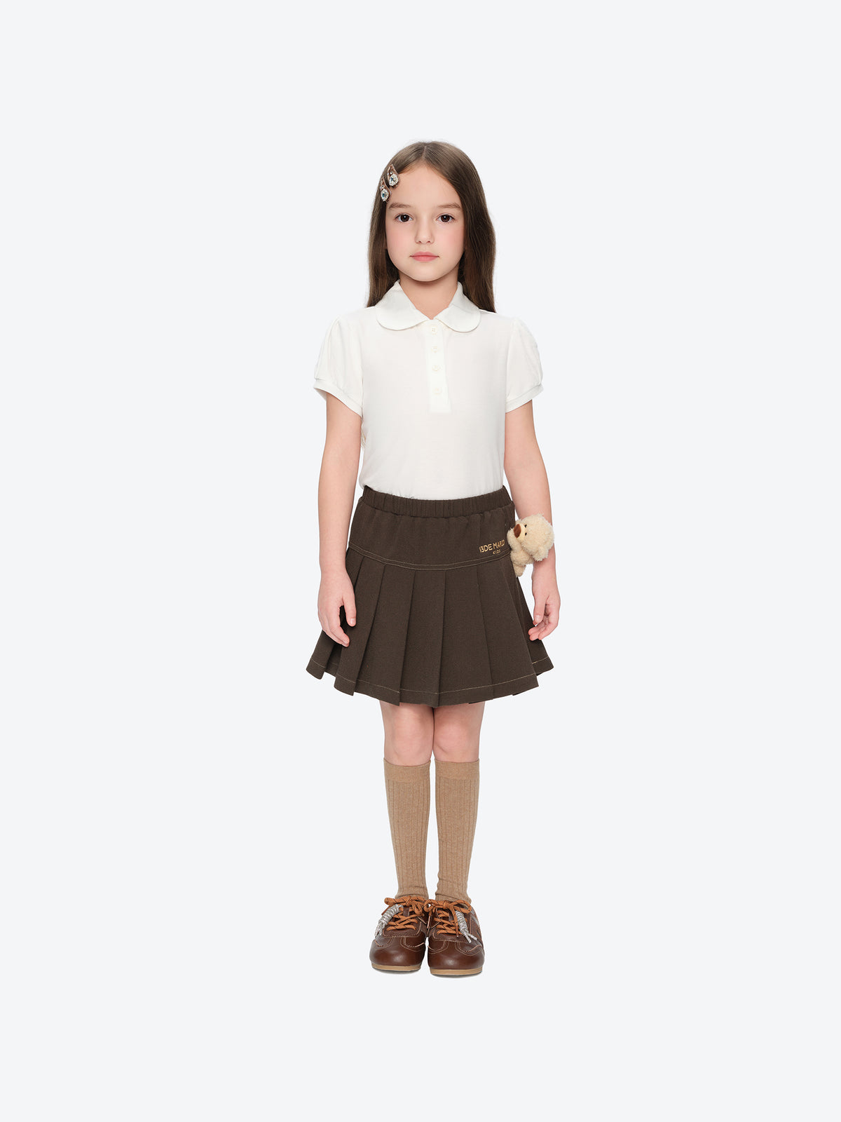 13DE MARZO BabyBear Suit Pleated Skirt Brown