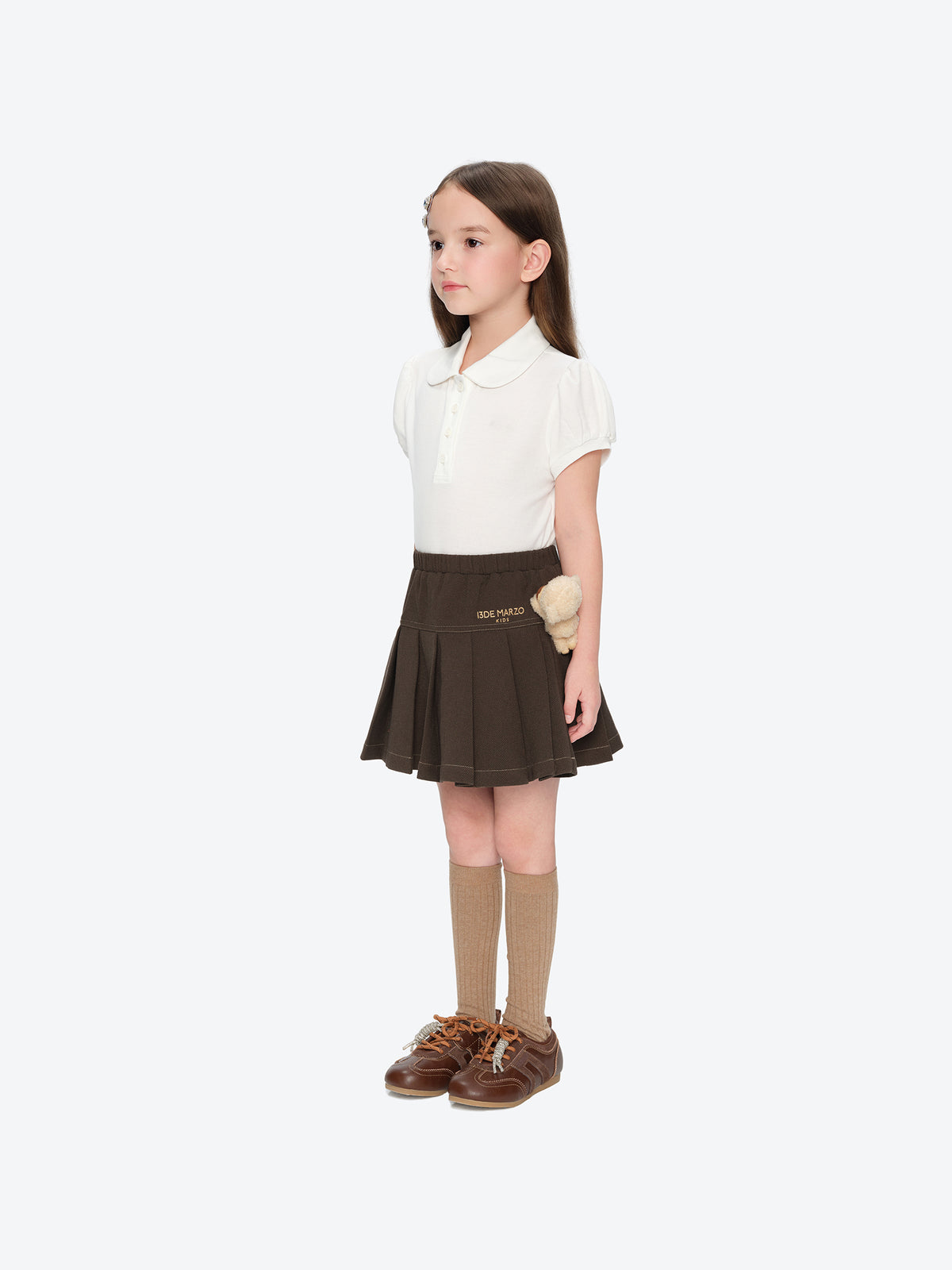 13DE MARZO BabyBear Suit Pleated Skirt Brown